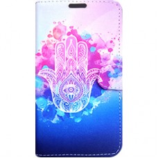 Capa Book Cover para Samsung Galaxy A8 2018 Plus - Hamsa Pink Azul